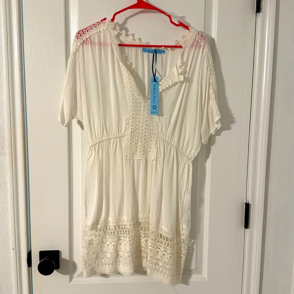 Solitaire Swim White Lace Beach Cover Up